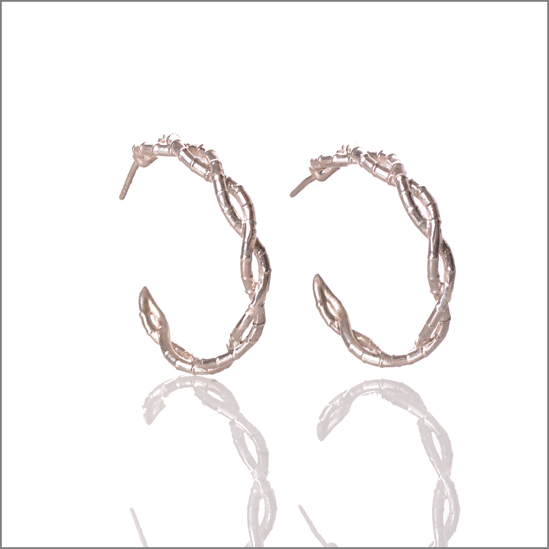 Large Sable Hoops in 18K White Gold